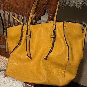 Yellow Leather Tote Bag